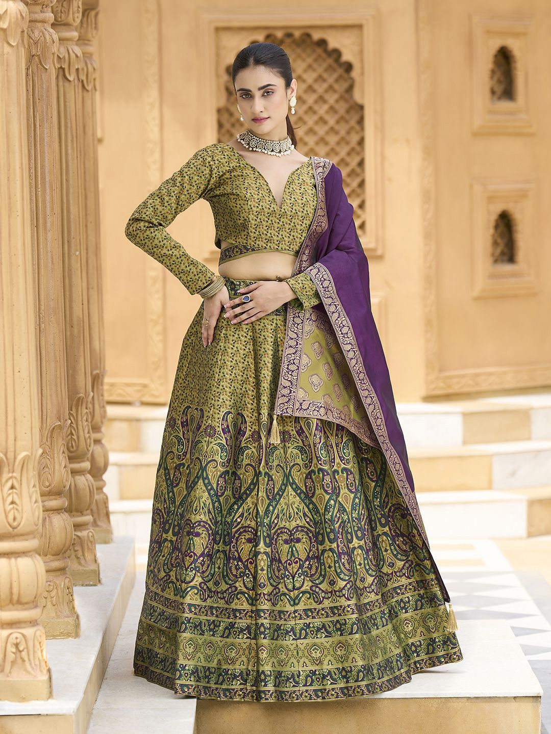 PURVAJA Woven Design Art Silk Lehenga & Unstitched Blouse With Dupatta-picture-17