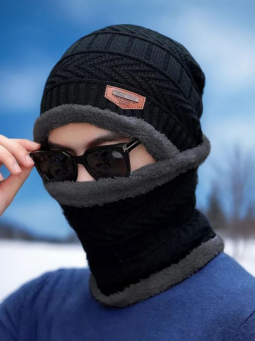 Infispace Men Woollen Beanie Cap With Neck Warmer-image-15