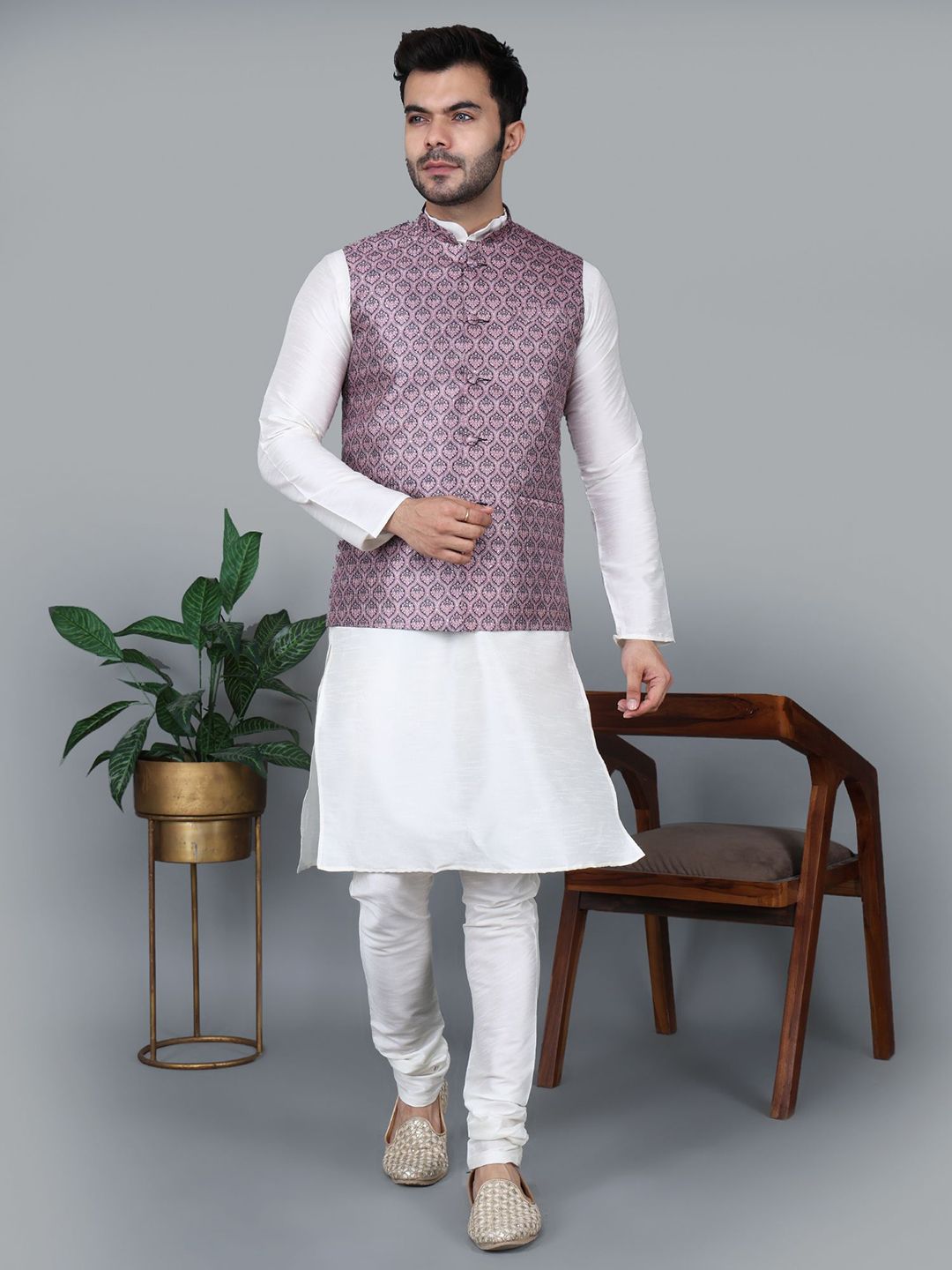 MAG Men Regular Dupion Silk Kurta with Churidar-picture-21