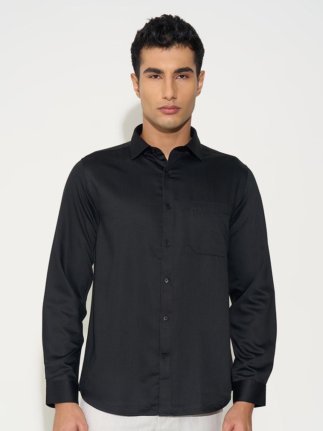 Peregrine by Pantaloons Men Solid Spread Collar Formal Shirt-picture-33