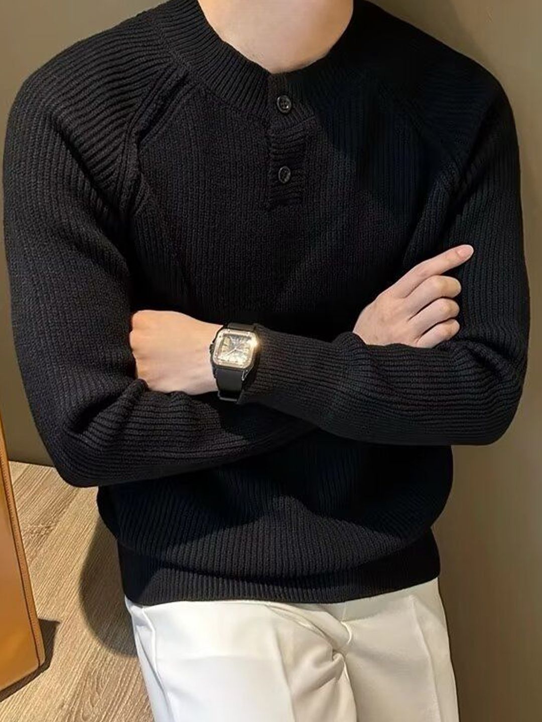 StyleCast Men Ribbed Round Neck Long Sleeve Pullover-picture-12