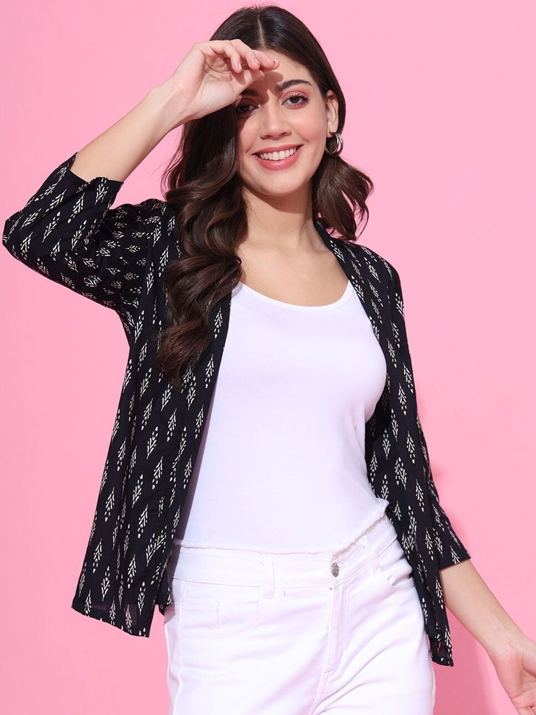 Sangria Women Printed Cotton Open Front Shrug-image-13