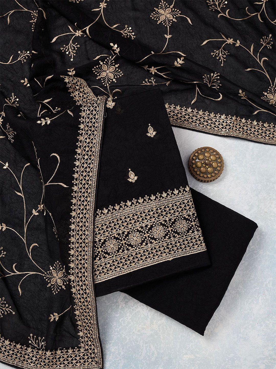 Koskii Floral Embroidered Unstitched Dress Material-picture-10