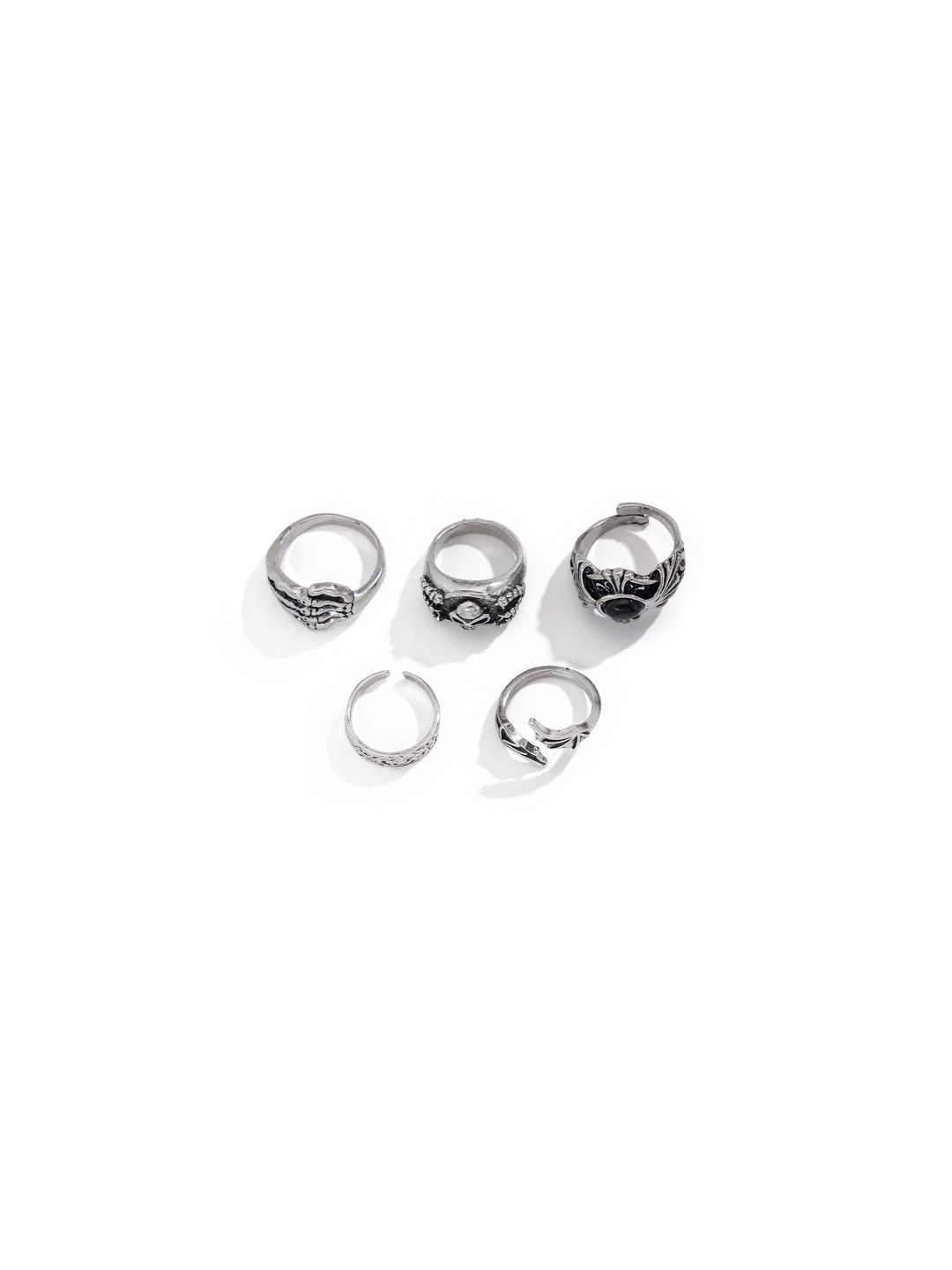 StyleCast x Revolte Men Set Of 5 Silver-Plated Finger Rings-picture-17