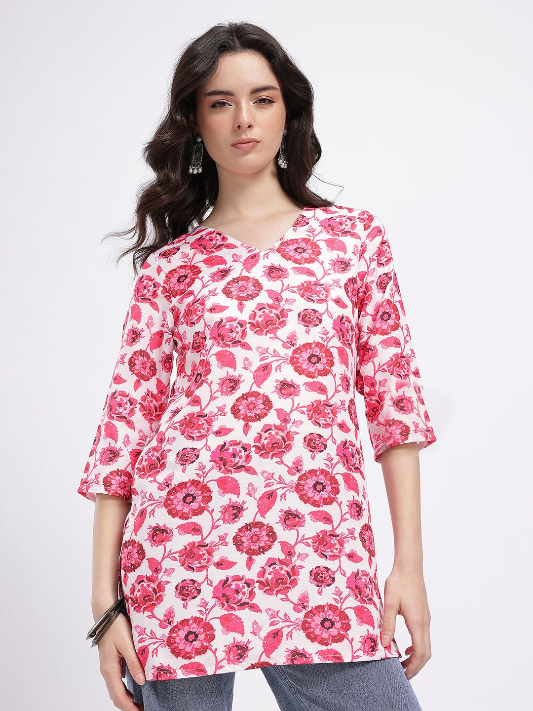 Anouk Rustic Floral Printed V-Neck Kurti-picture-29