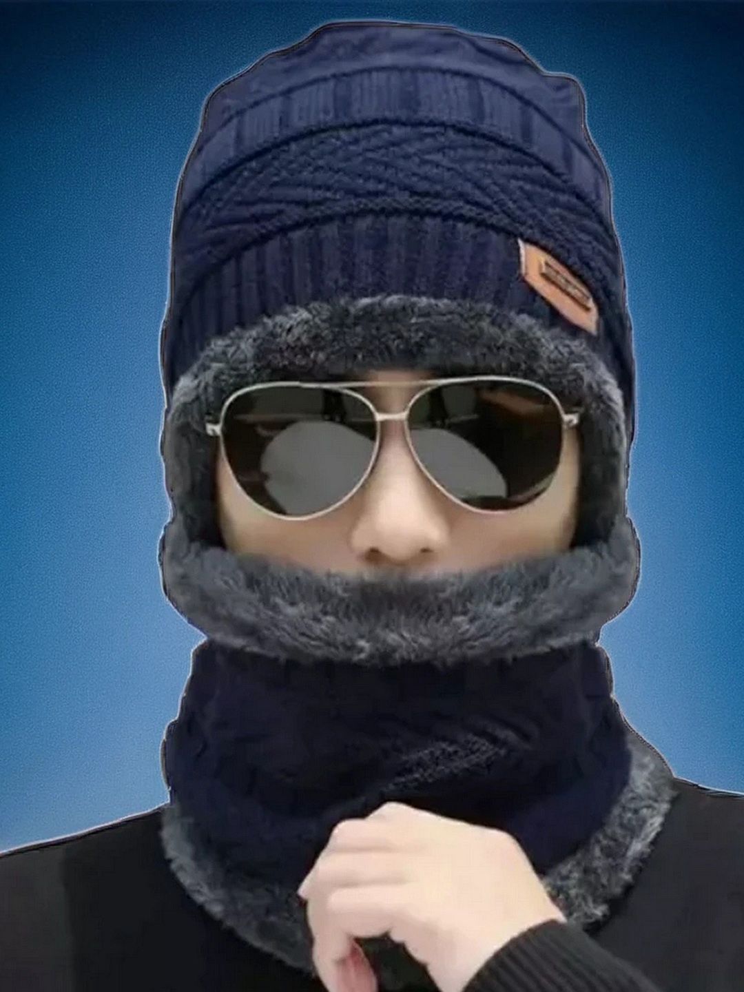 Infispace Unisex Beanie Knitted Cap With Neck Warmer-image-18