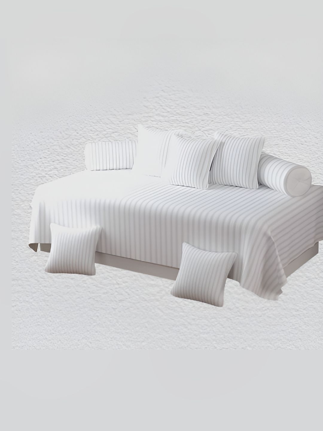 WELLNEST Set Of 8 White Striped Diwan Set-picture-42