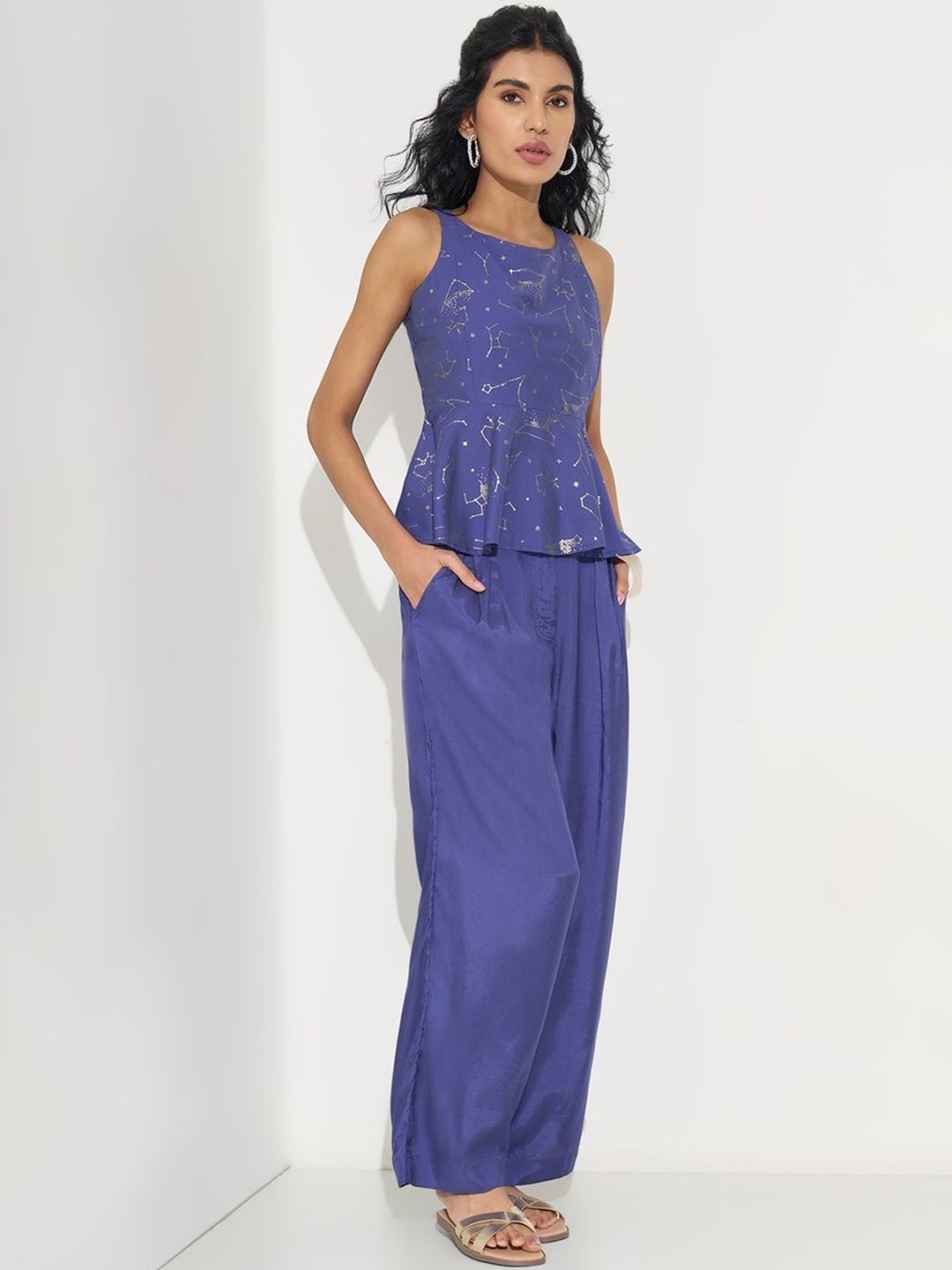 AKKRITI BY PANTALOONS Women Embellished Round Neck Top & Trousers Co-Ords-picture-38