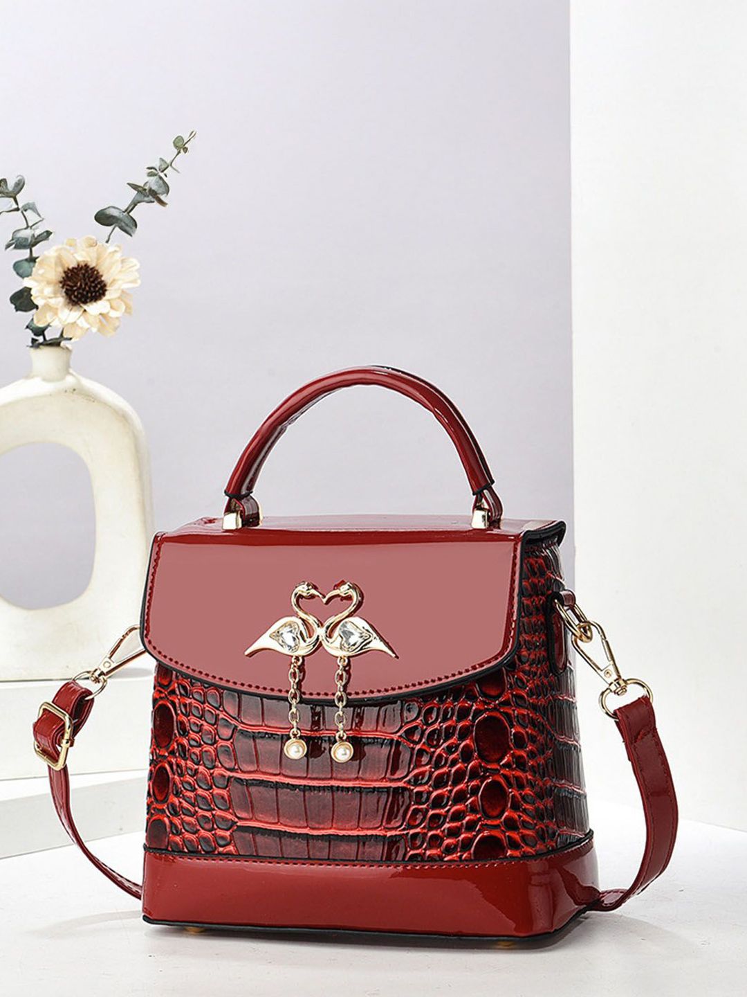 StyleCast Women Textured Structured Embellished Satchel Bag-picture-22