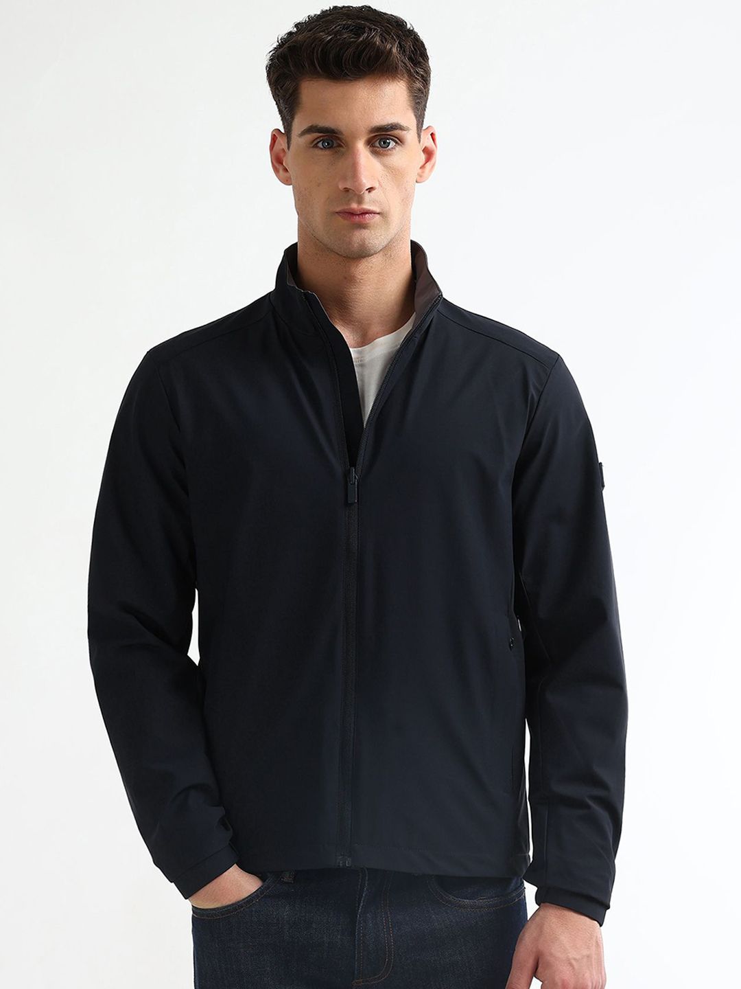 Arrow Sport Stand Collar Long Sleeves Reversible Bomber Jacket-picture-18