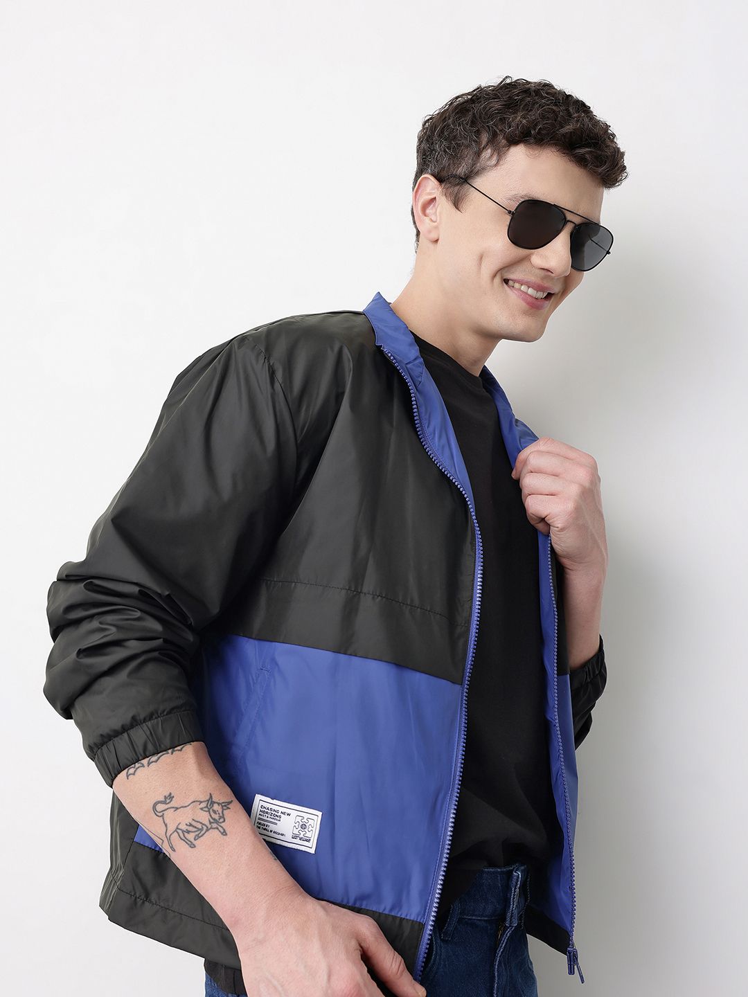 Mast & Harbour Mock Collar Colorblocked Tailored Jacket-picture-31