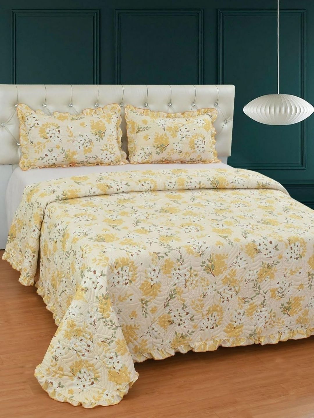 BREVARD 3 Pieces Floral Cotton Double King Superfine Bedding Sets-picture-15