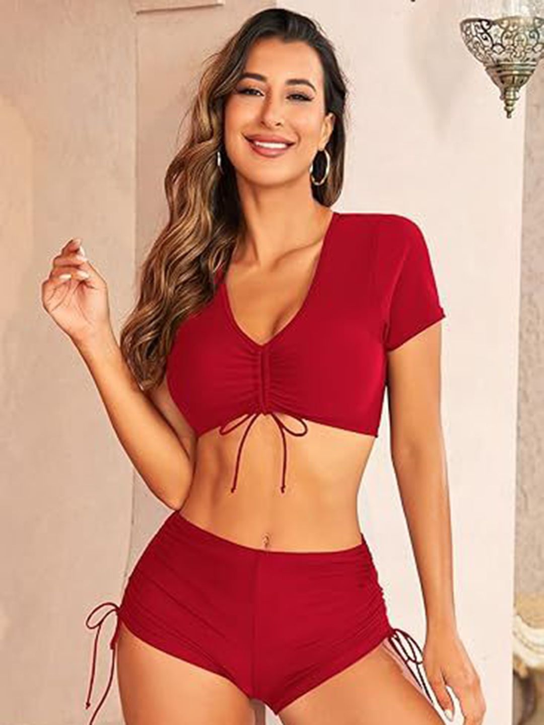 DREAM X FASHION Women Front Tie Two Piece Bikini Swim Set-picture-50