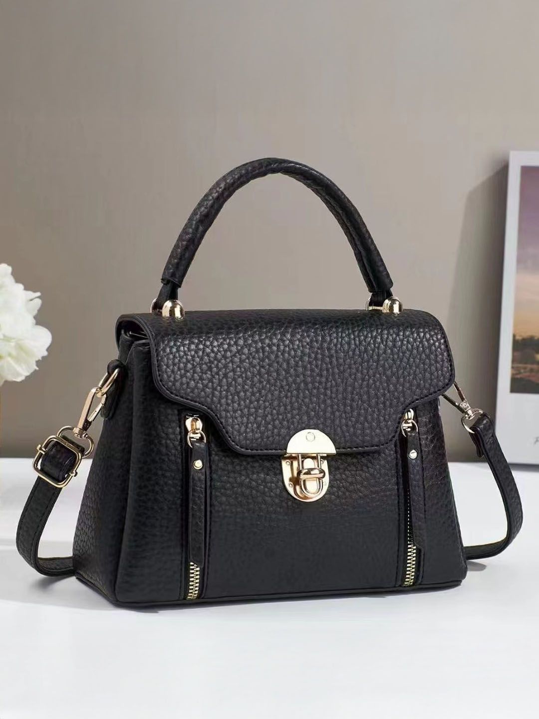 StyleCast Women Textured Structured Zip Detail Satchel Bag-picture-51