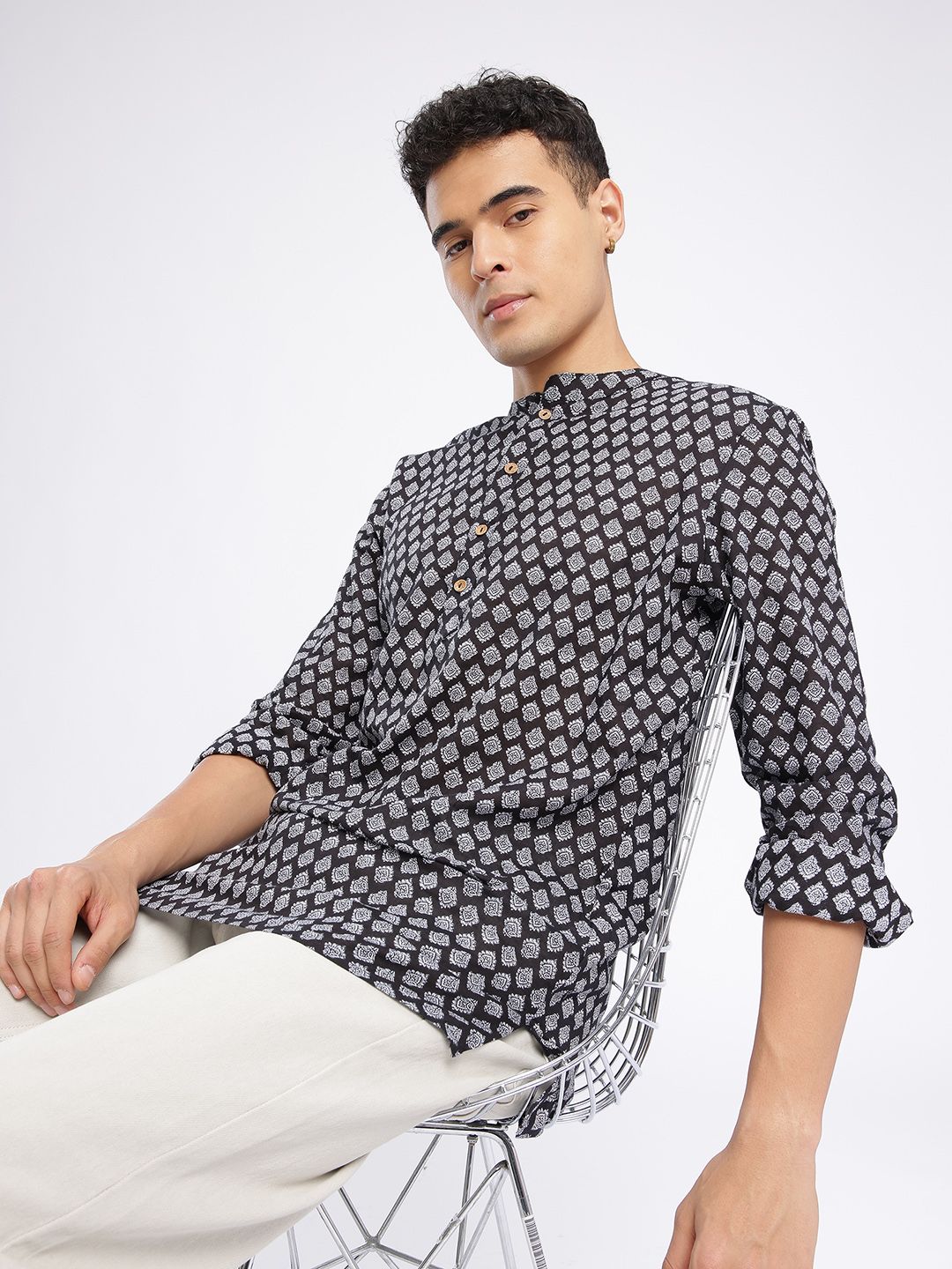 Anouk Rustic Ethnic Motifs Printed Mandarin Collar Straight Kurta-picture-40