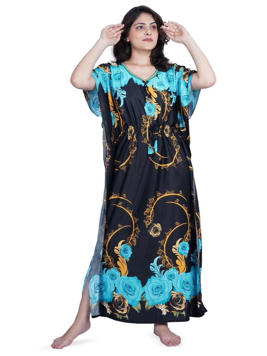 PURSA Women Printed Maxi Nightdress-picture-23