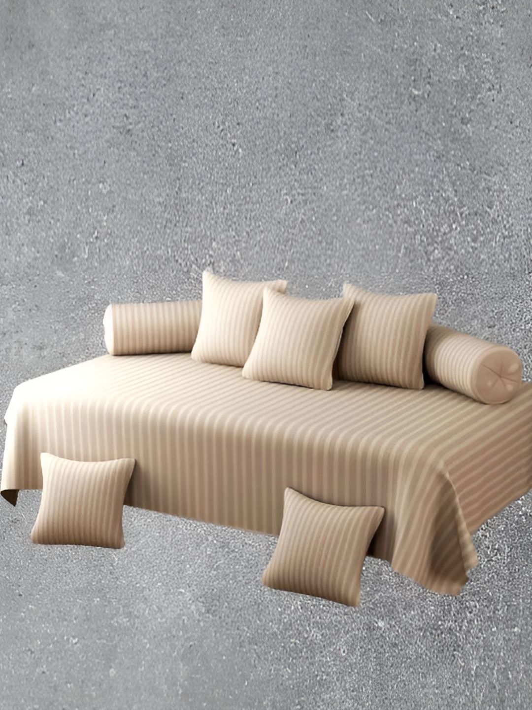 WELLNEST Set Of 8 Beige Striped Diwan Set-image-21