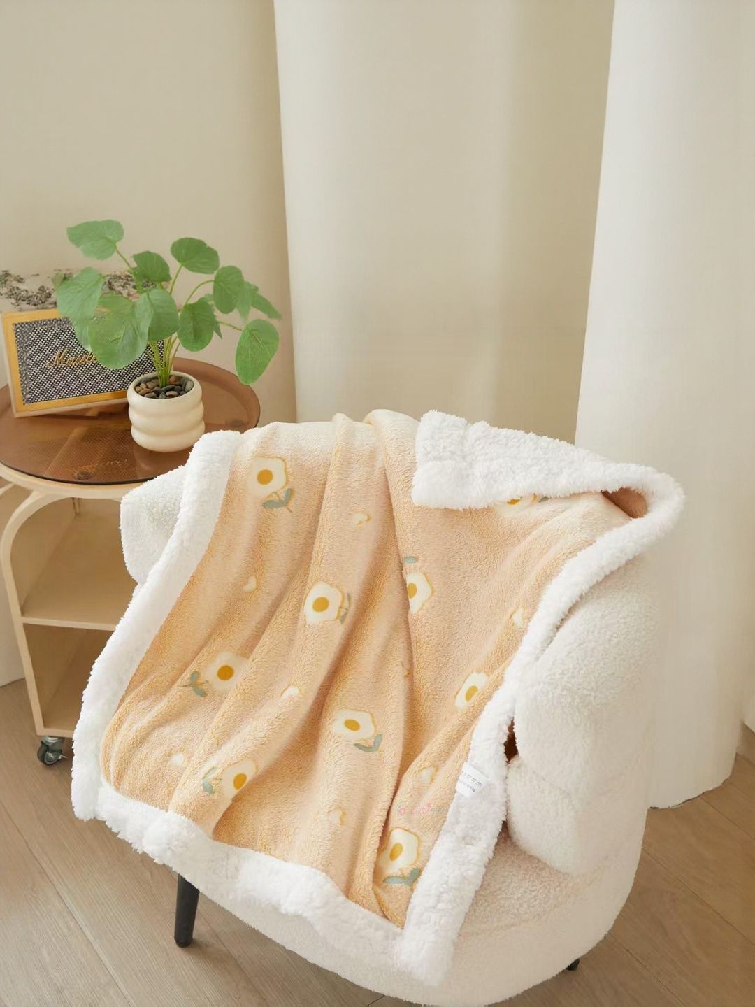 Butterthief Kids Cream-Coloured & Yellow Cartoon Characters Sherpa 233 GSM Blanket-image-49