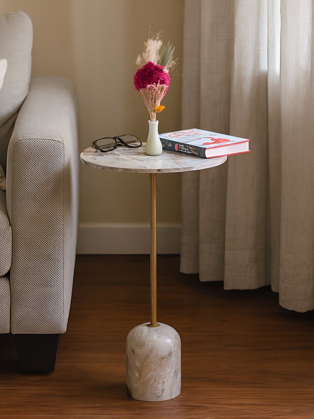 Little Extra Beige & Gold Round Coffee Table