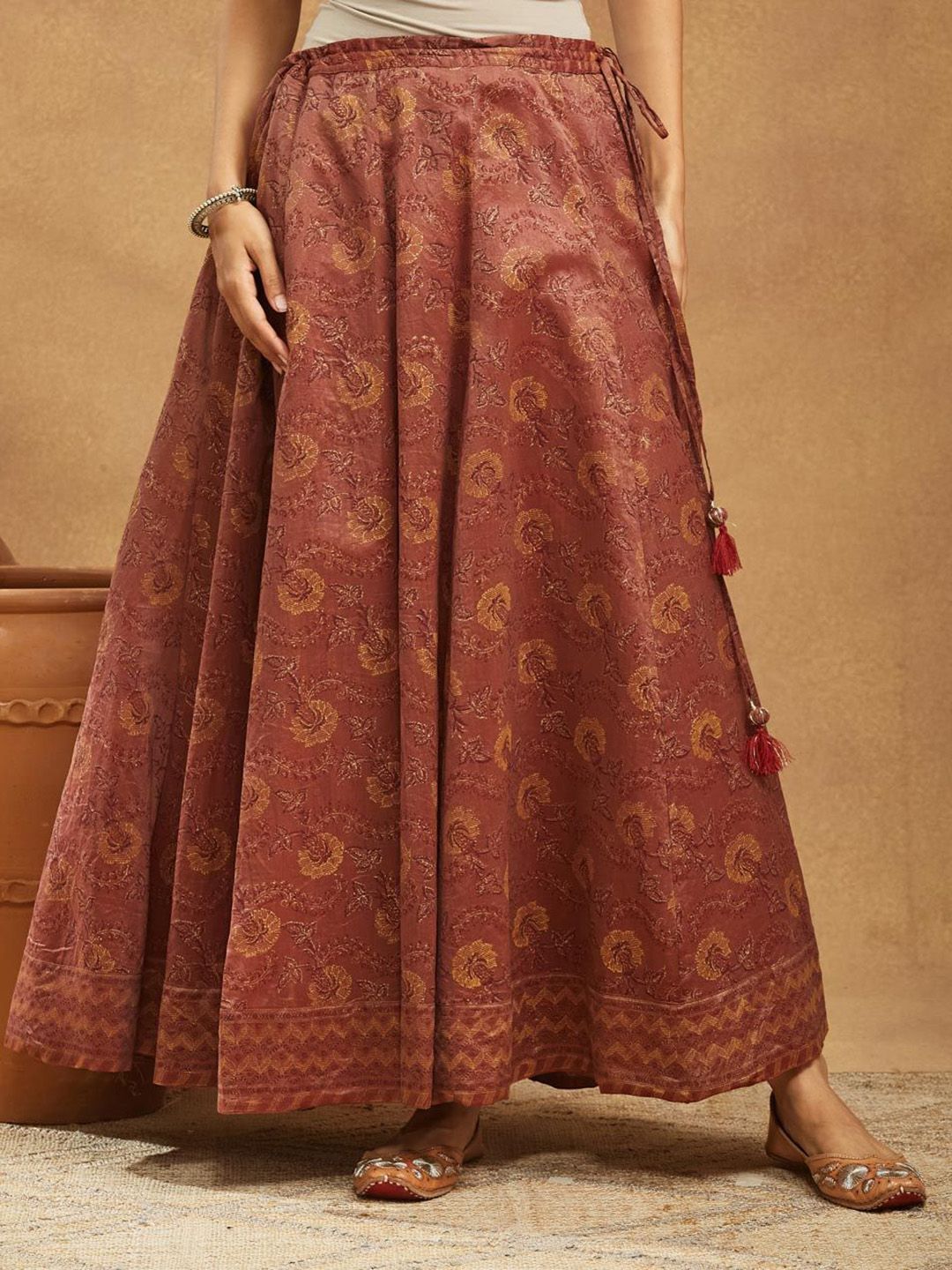 Fabindia Women Printed Mid Rise Flared Maxi Skirts-image-18