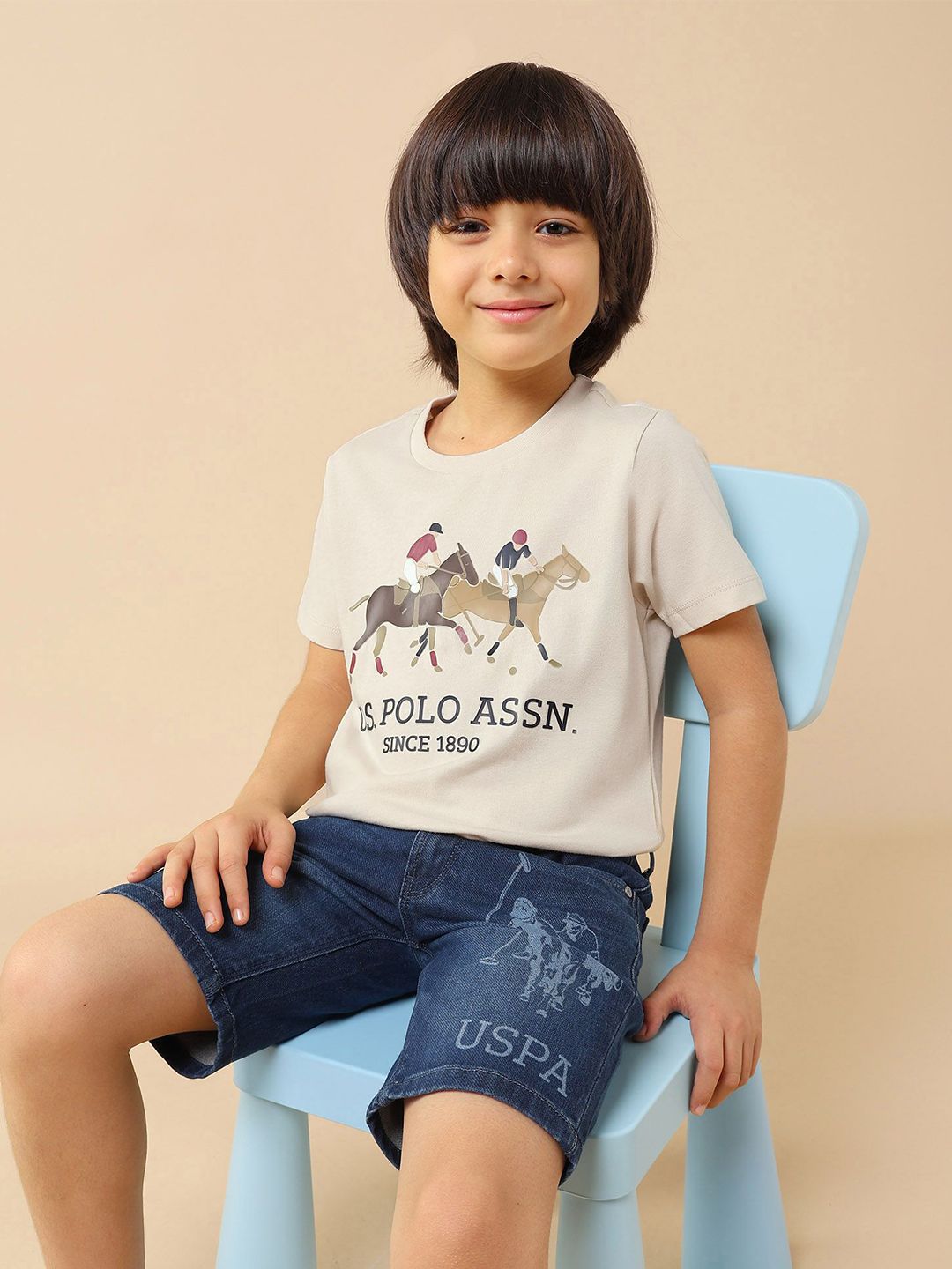 U.S. Polo Assn. Kids Boys Graphic Printed Pure Cotton T-shirt