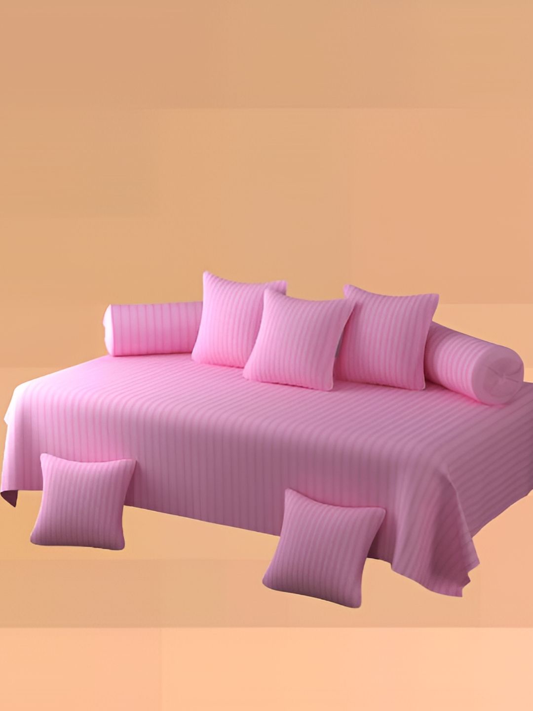 WELLNEST Set Of 8 Pink Striped Diwan Set-image-37