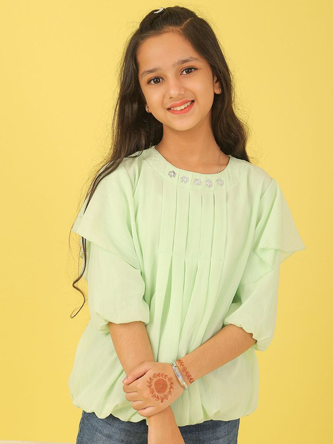 Ishti Girls Puff Sleeve Georgette Top-picture-11