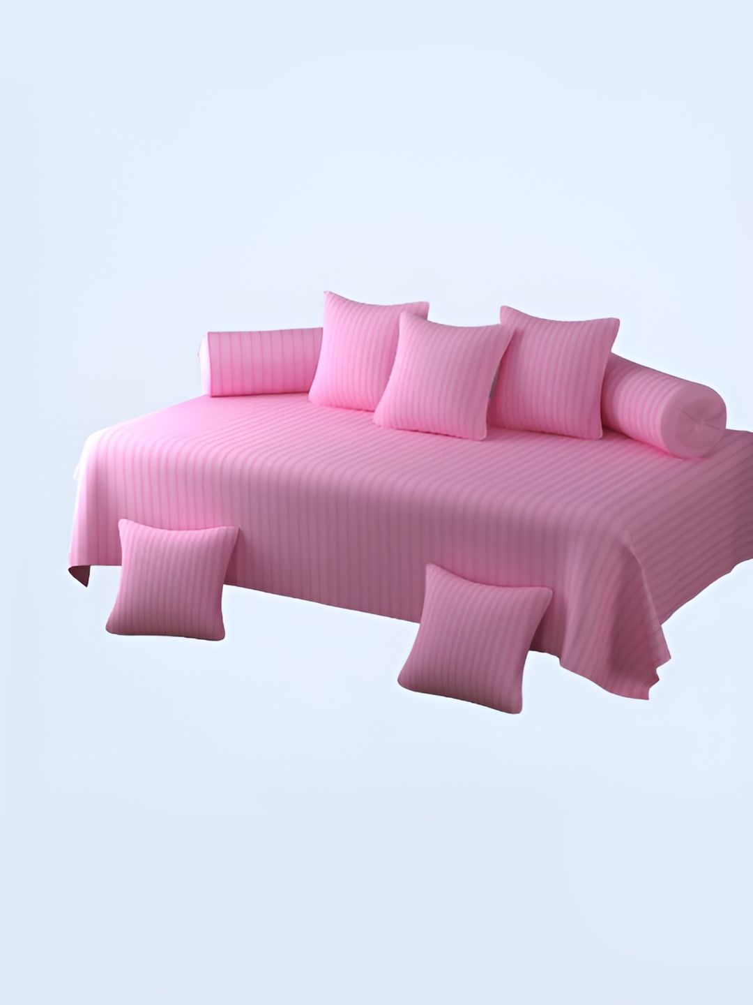 WELLNEST Set Of 8 Pink Striped Diwan Set-image-43