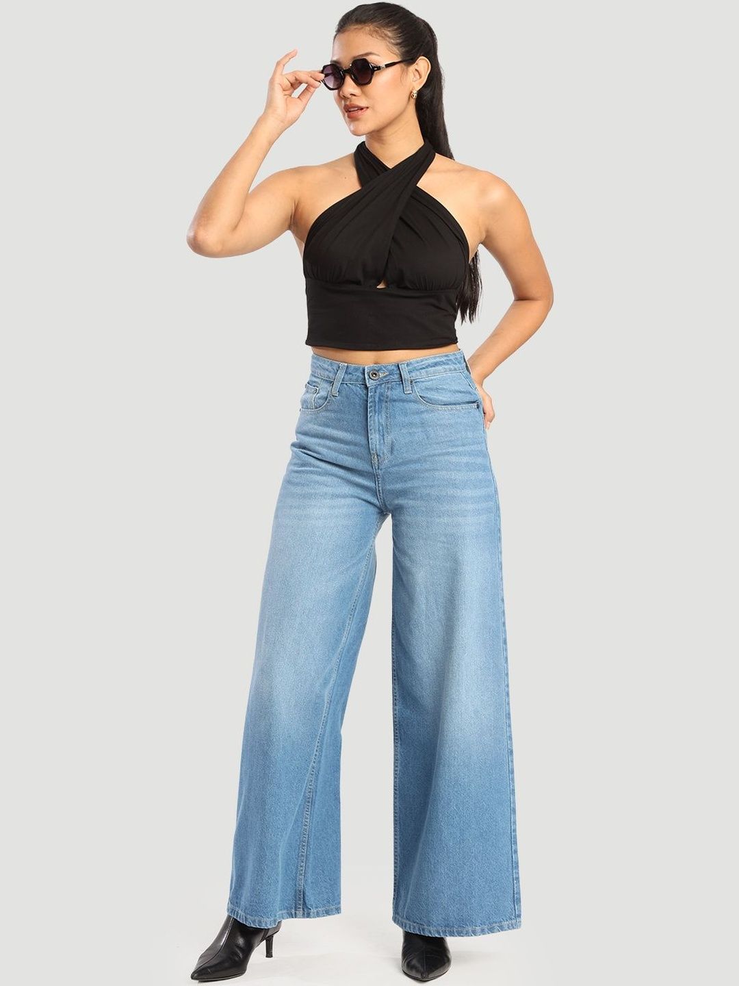 Bene Kleed Women Solid Tie-Ups Backless Halter Neck Cotton Bralette Crop Top view 3