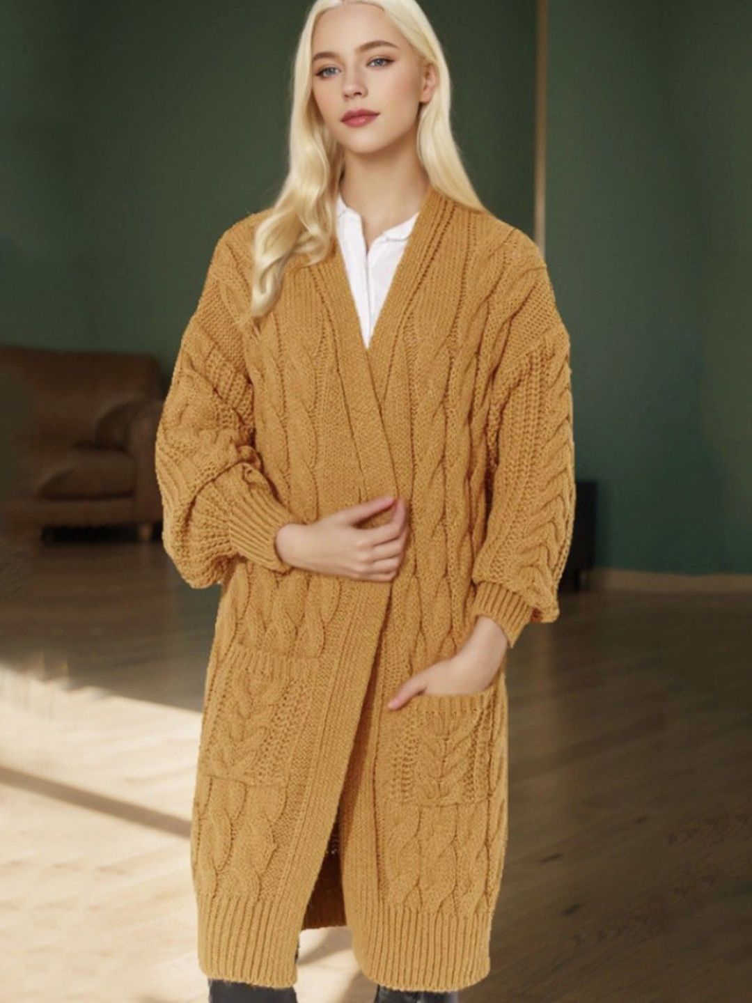 bebe Women Self Design Long Sleeves Longline Cardigan-picture-21