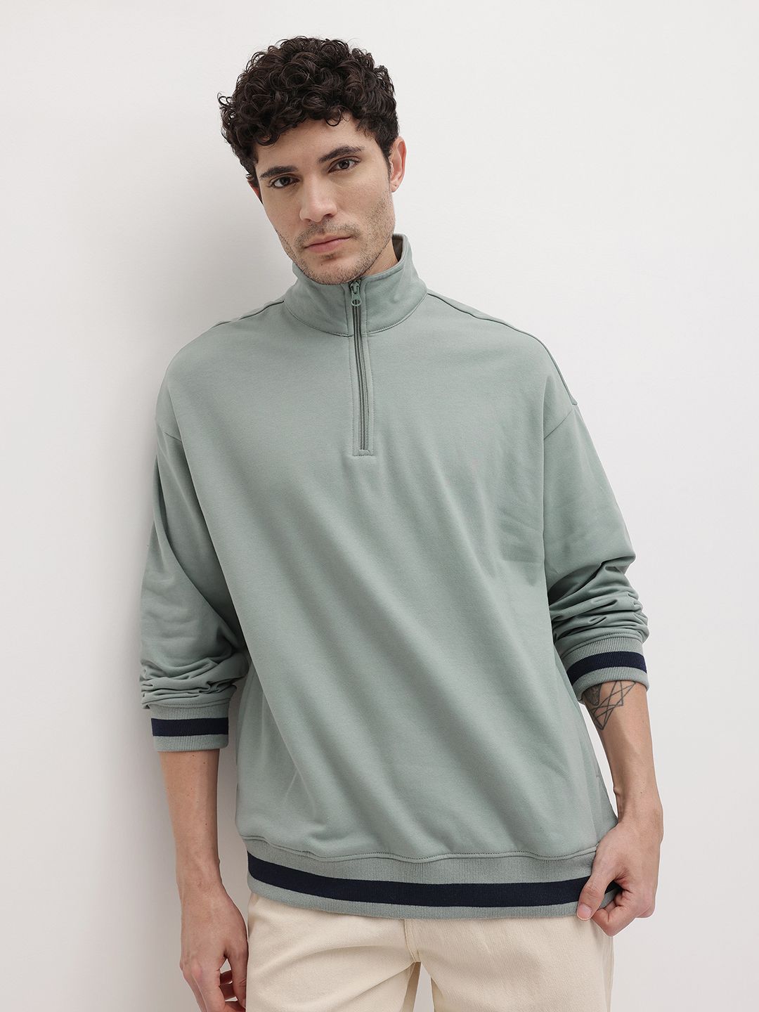 The Roadster Life Co. Solid Mock Collar Oversized Pullover-picture-42