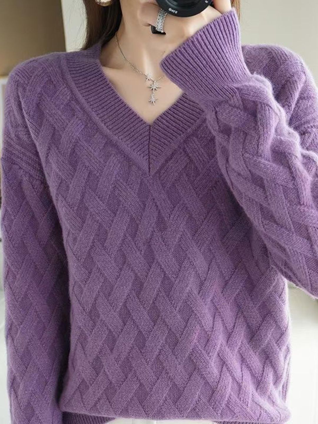 StyleCast Women Cable Knit Long Sleeves V-Neck Pullover-picture-19