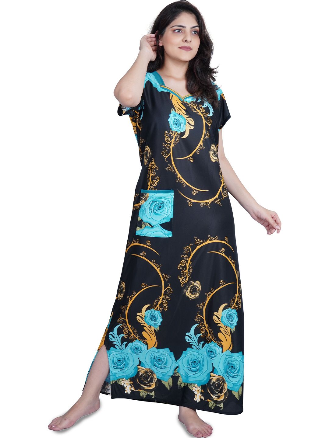 PURSA Women Printed Maxi Nightdress-picture-31