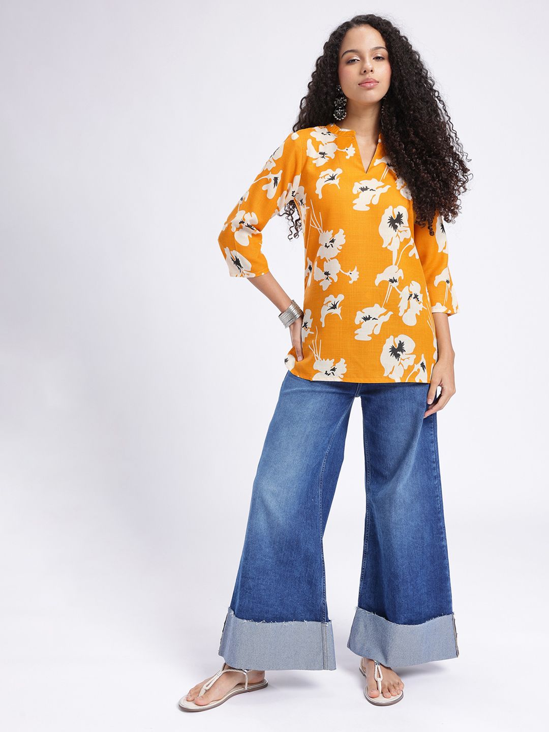 Anouk Rustic Floral Printed Mandarin Collar Straight Kurti-picture-40