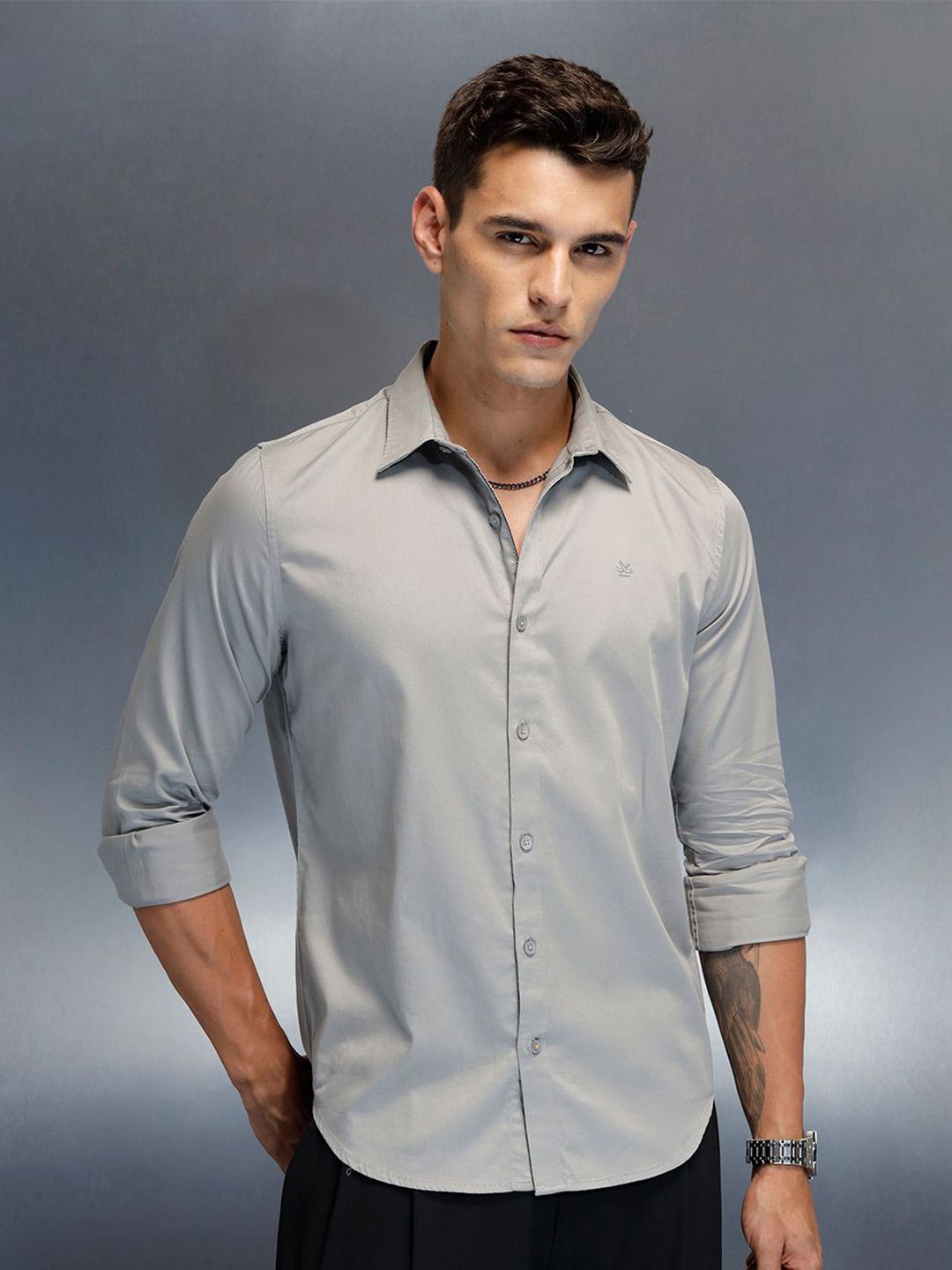 WROGN Men Slim Fit Spread Collar Cotton Casual Shirt-picture-24