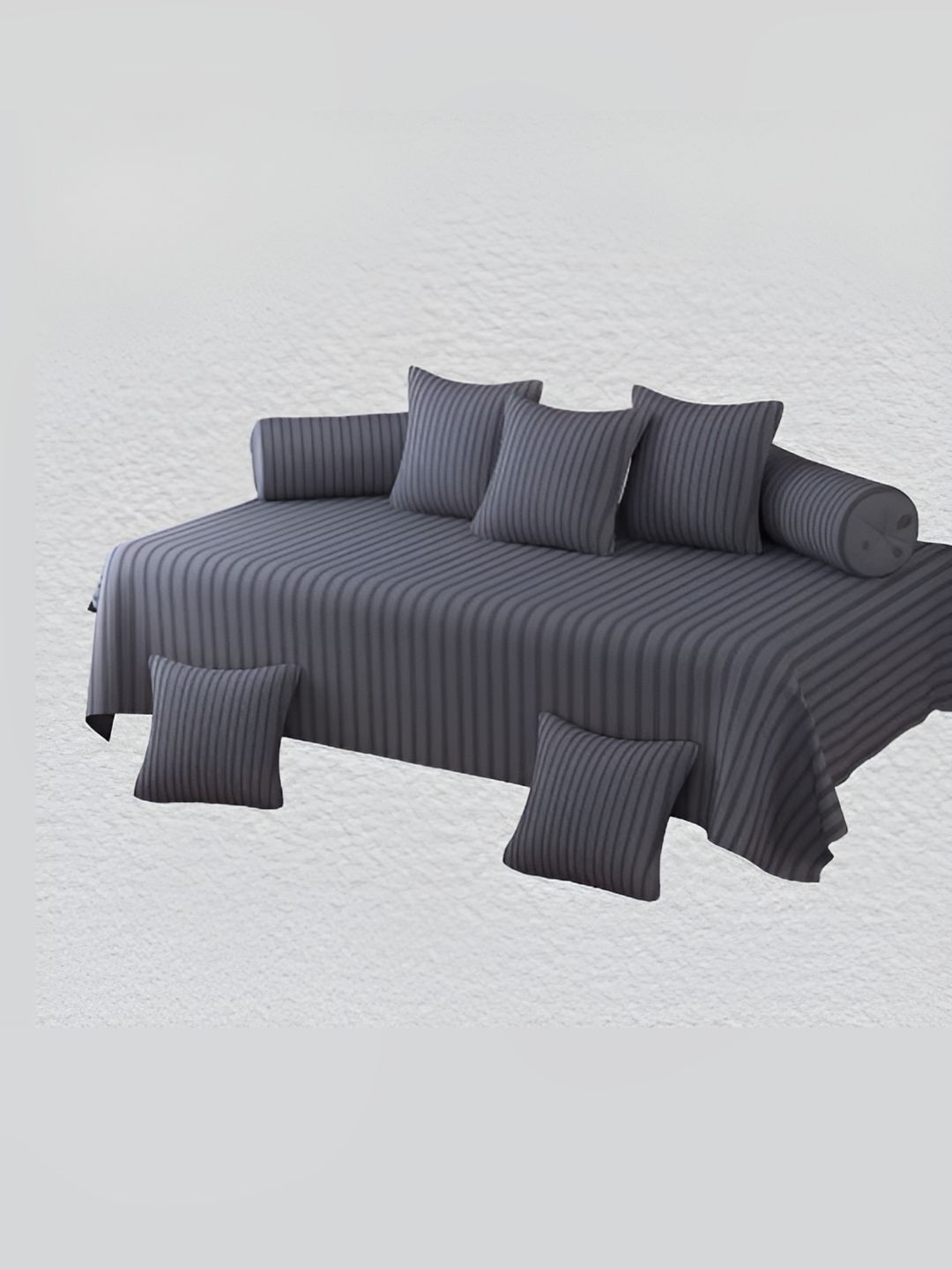 WELLNEST Set Of 8 Grey Striped Diwan Set-image-13