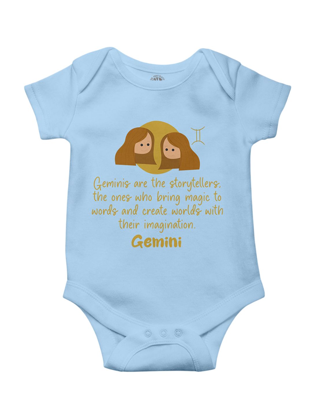 THE PRINT PLATTER Infants Gemini Printed Round Neck Cotton Bodysuit-picture-30