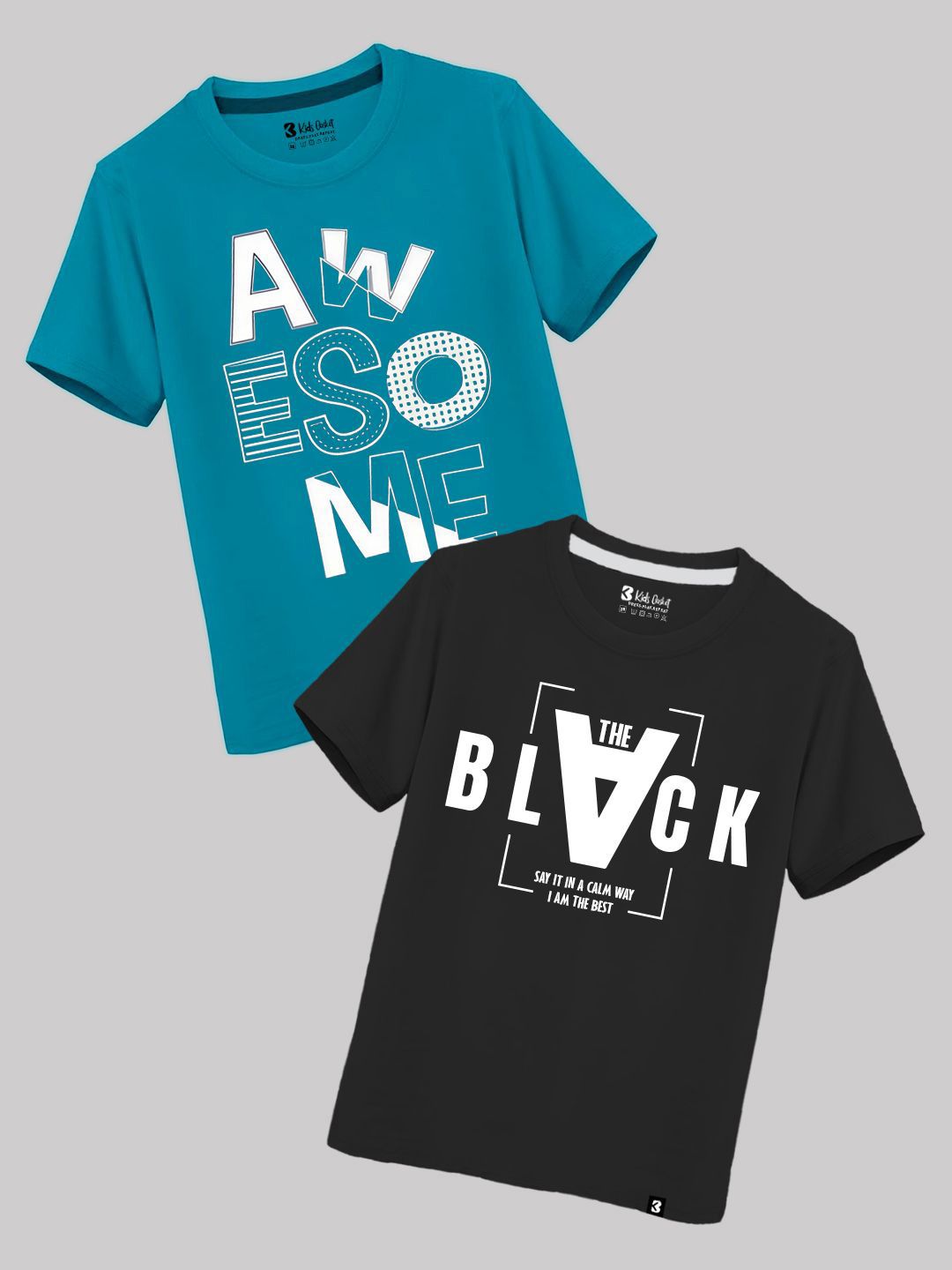 kids basket Kids Pack of 2 Basket Boys Typography Printed Round Neck Cotton T-shirts-picture-20