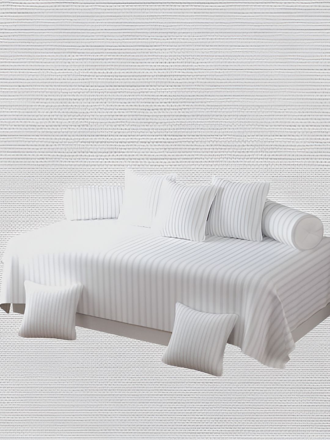 WELLNEST 8Pcs White Striped Cotton Diwan Set-picture-56