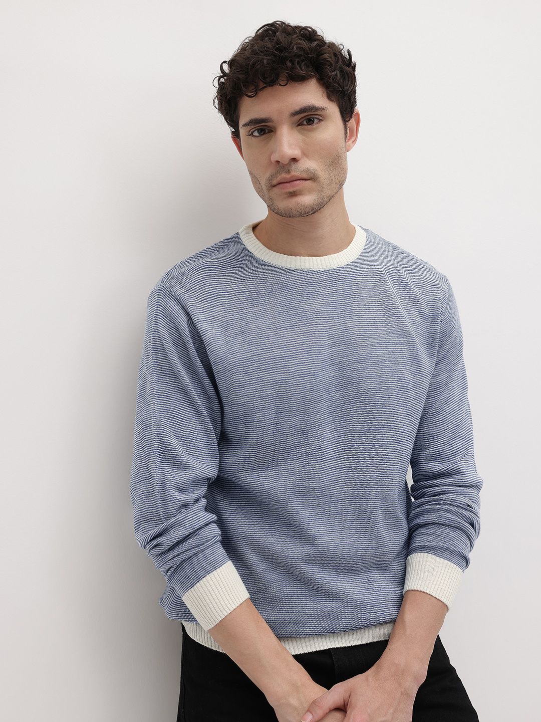 The Roadster Life Co. Horizontally Self-Striped Acrylic Pullover-image-22
