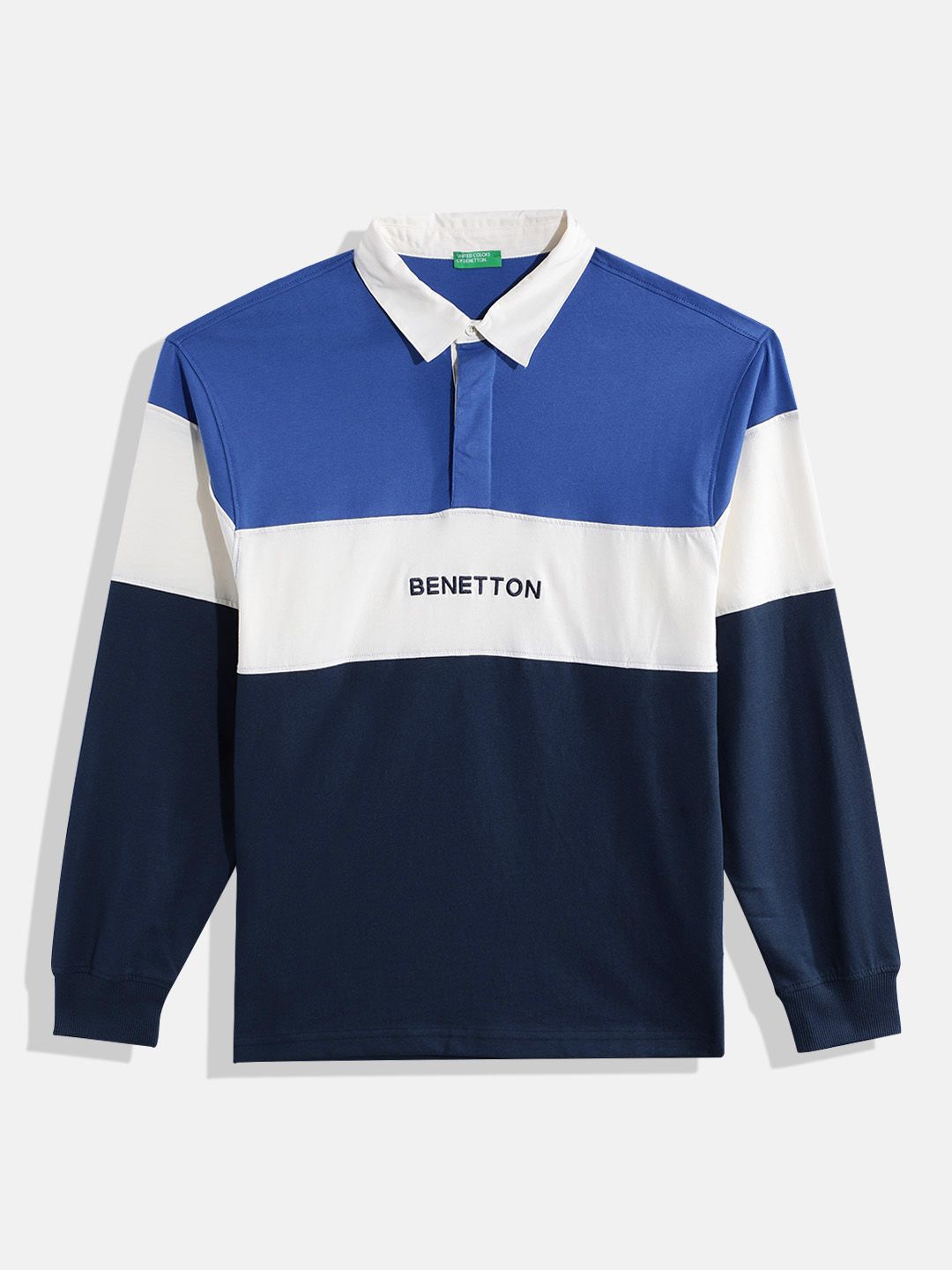 United Colors of Benetton Colourblocked Polo Collar Pure Cotton T-shirt