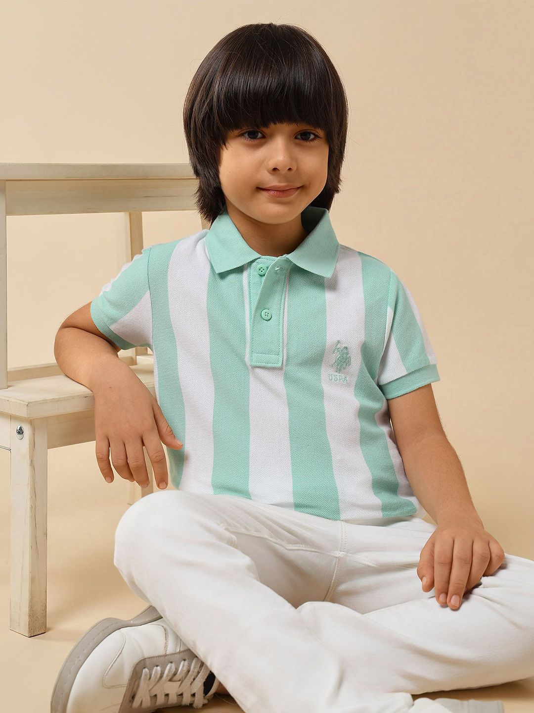 U.S. Polo Assn. Kids Boys Striped Polo Collar Pure Cotton T-shirt-picture-12