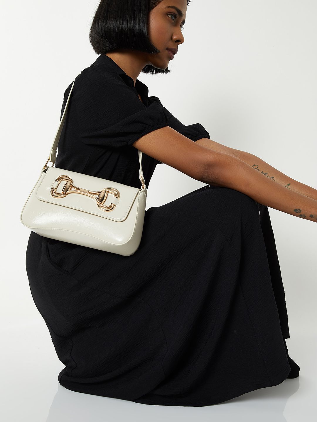 max Women Solid Structured Buckle Detail Shoulder Bag-picture-35
