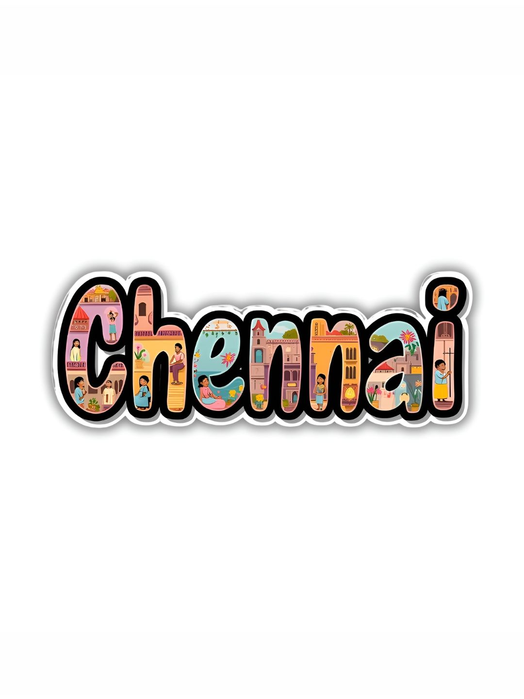 GIFTODAY Blue & Pink Chennai Printed Fridge Magnets-picture-18