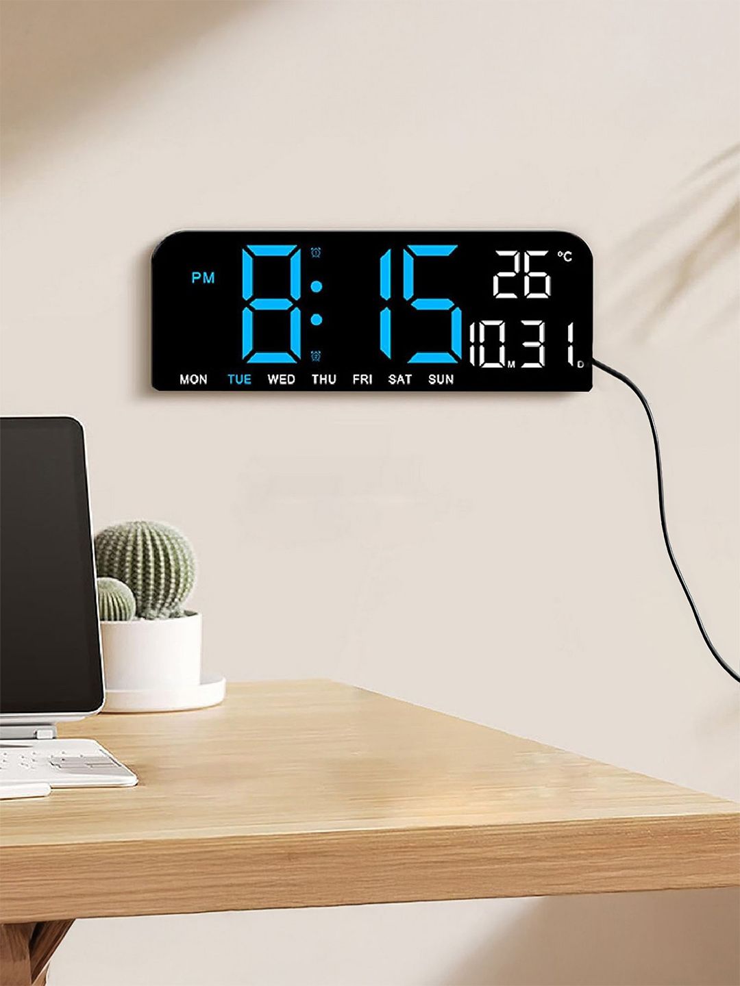 Ekhasa Black & Blue Contemporary Digital Table Clock