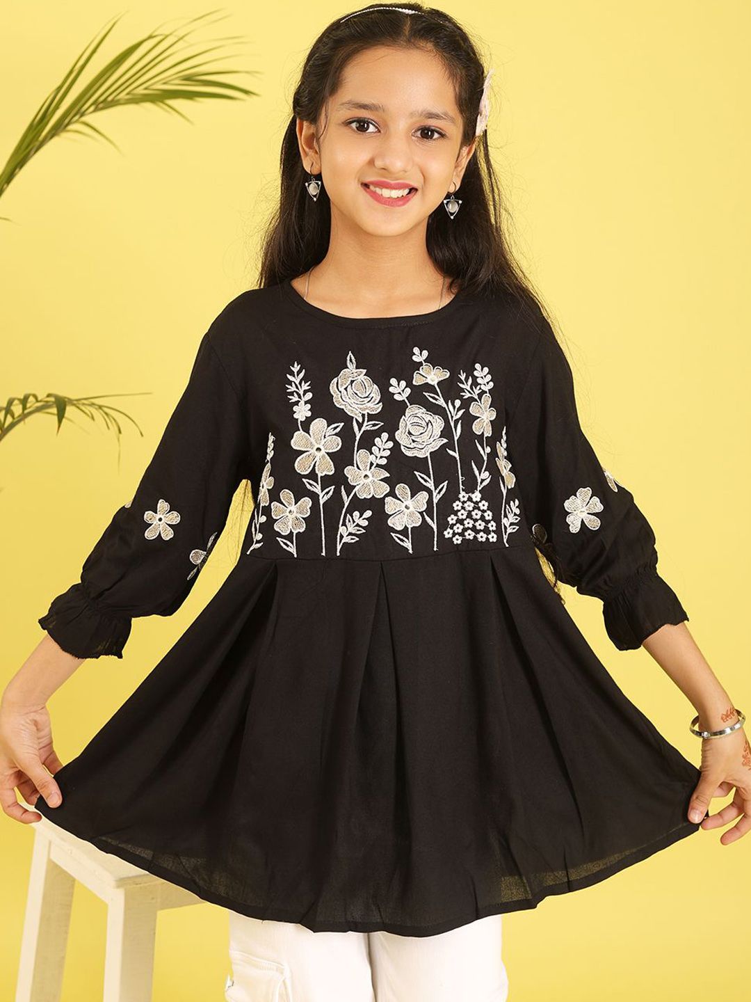 Ishti Girls A-Line Floral Embroidered Tops-picture-34