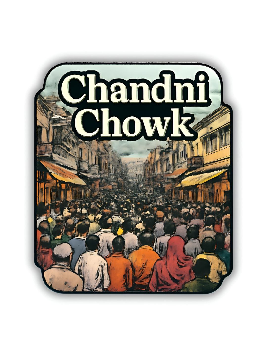 GIFTODAY White & Grey Chandni Chowk Printed Decorative Magnets-picture-58