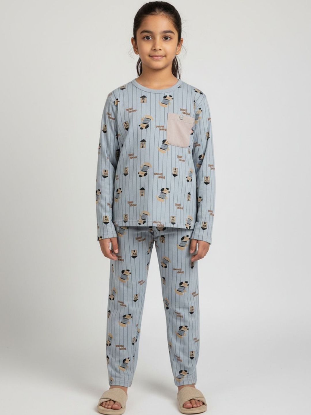 Biglilpeople Girls Printed Top & Pyjama Night Suit-picture-39
