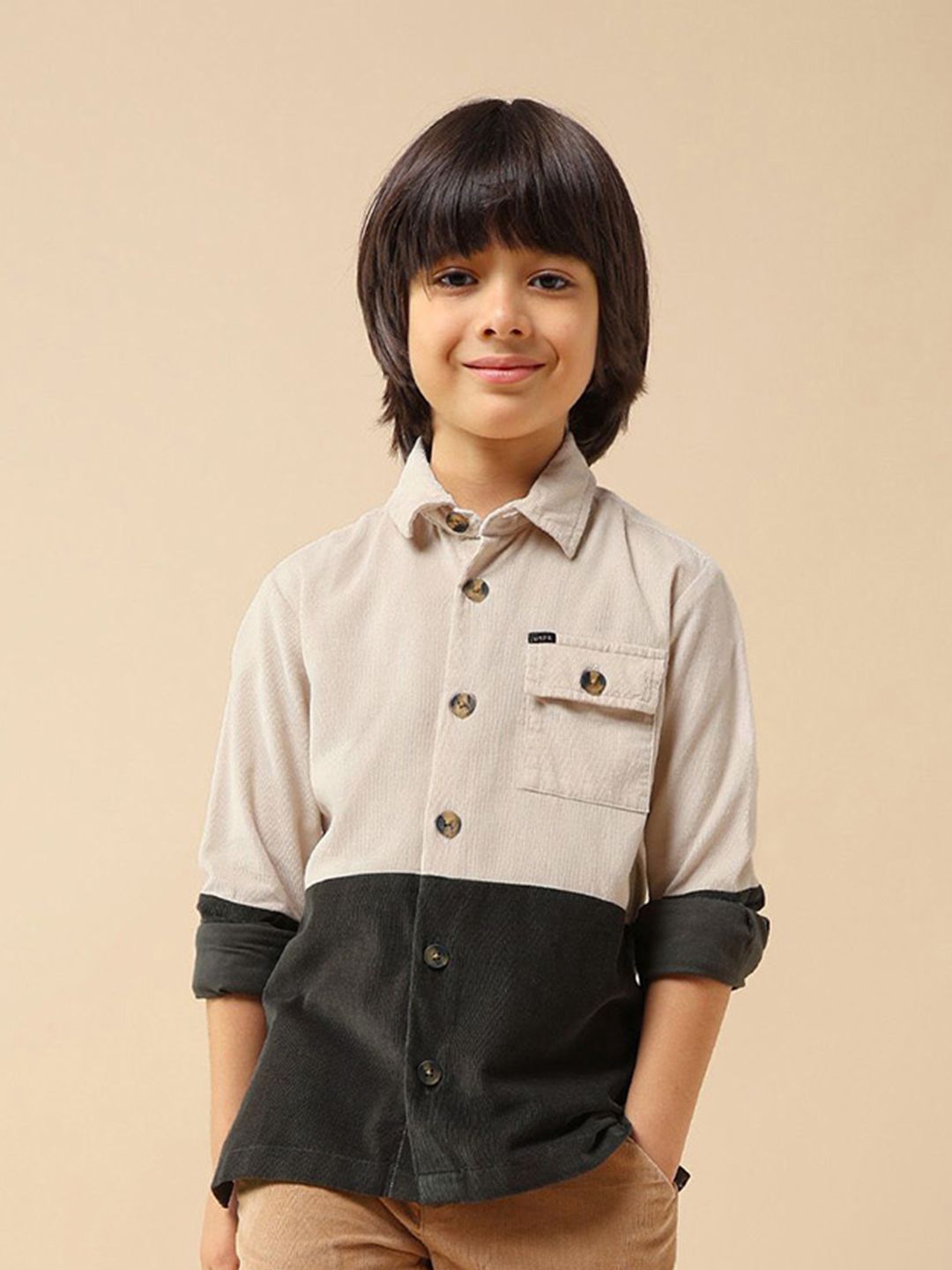U.S. Polo Assn. Kids Boys Colourblocked Spread Collar Pure Cotton Casual Shirt-picture-30