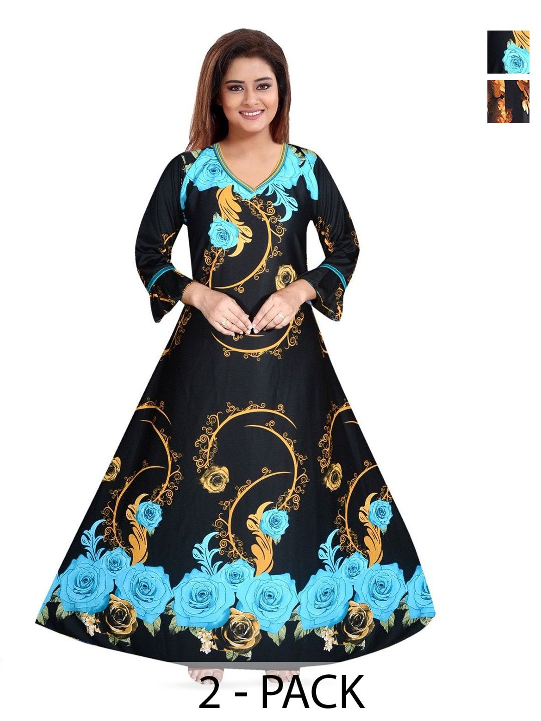 PURSA Printed Maxi Nightdress-picture-32